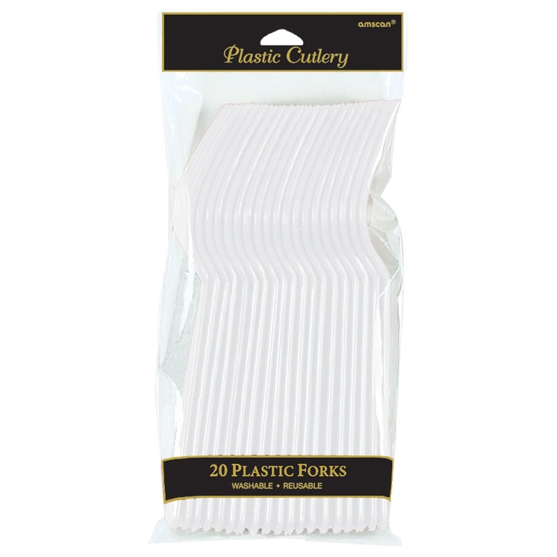 White Plastic Forks 20ct | Solids