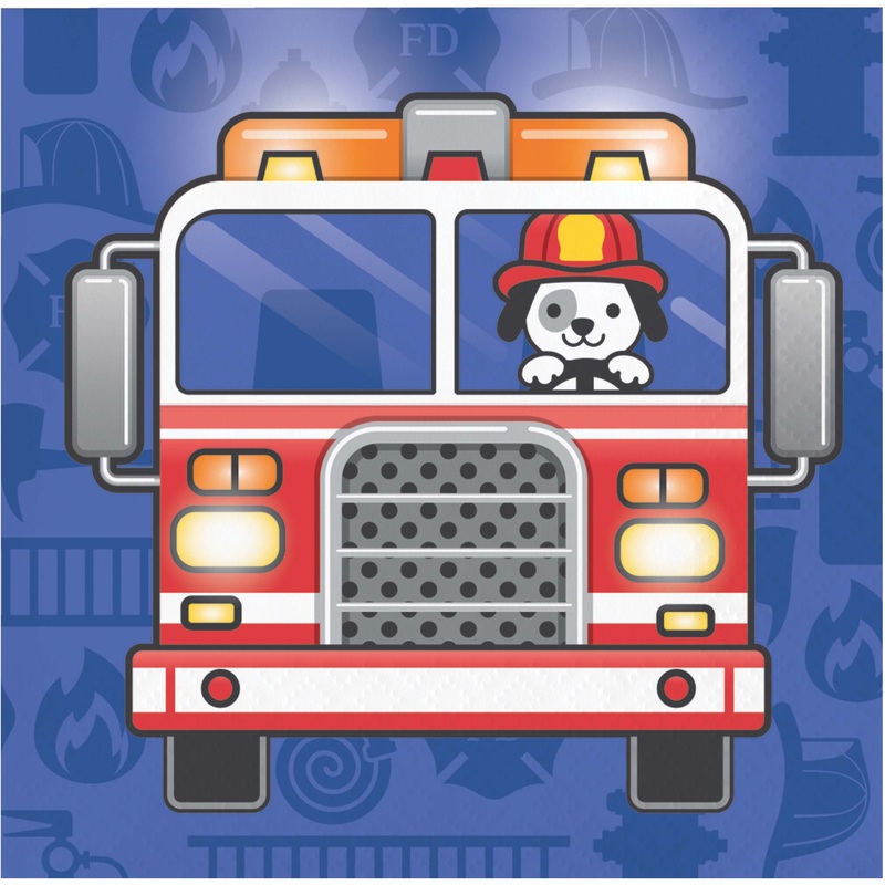 Firetruck Beverage Napkins 16ct | Kid's Birthday