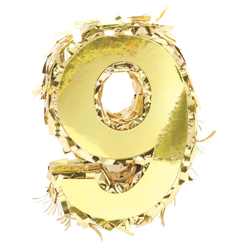 Foil Number Mini Pinata "9" | Gold