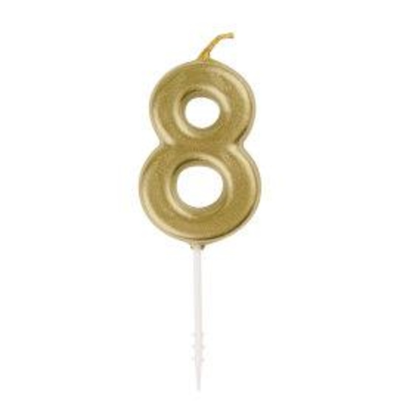 Gold Numeral 8 Birthday Candles  | Candles