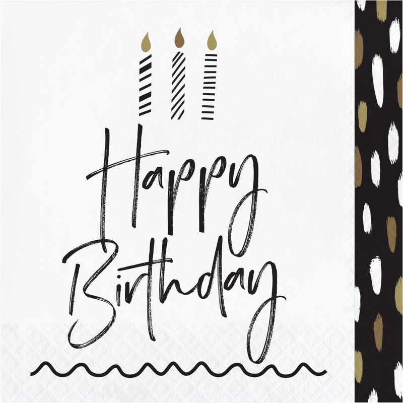 Golden Wishes Happy Birthday Lunch Napkins 16ct