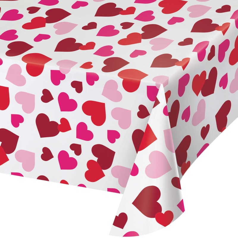 Heart Plastic Table Cover | Valentine's Day