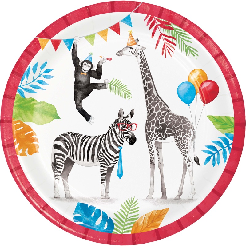 Party Animals 9" Paper Dinner Plates 8ct | Kid's Birthday