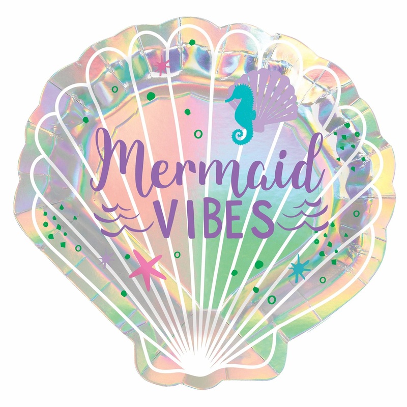 Shimmering Mermaid 7in Shell Plates 8ct | Kid's Birthday