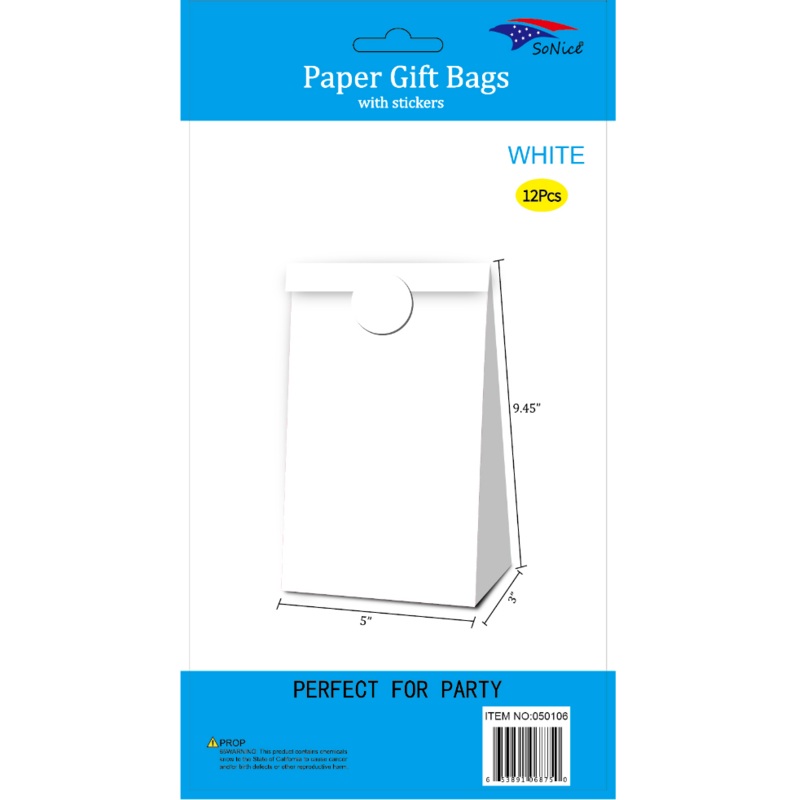 Small Party Craft Bags 12ct | White