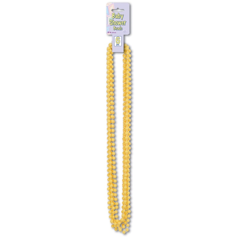 Yellow Baby Shower Bead Necklaces 6ct  | Baby Shower