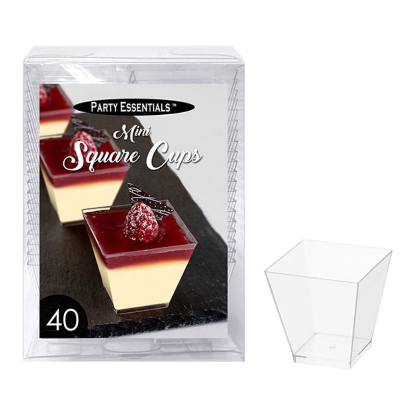 2 oz. Mini Square Square Cups - Clear 40 Ct.