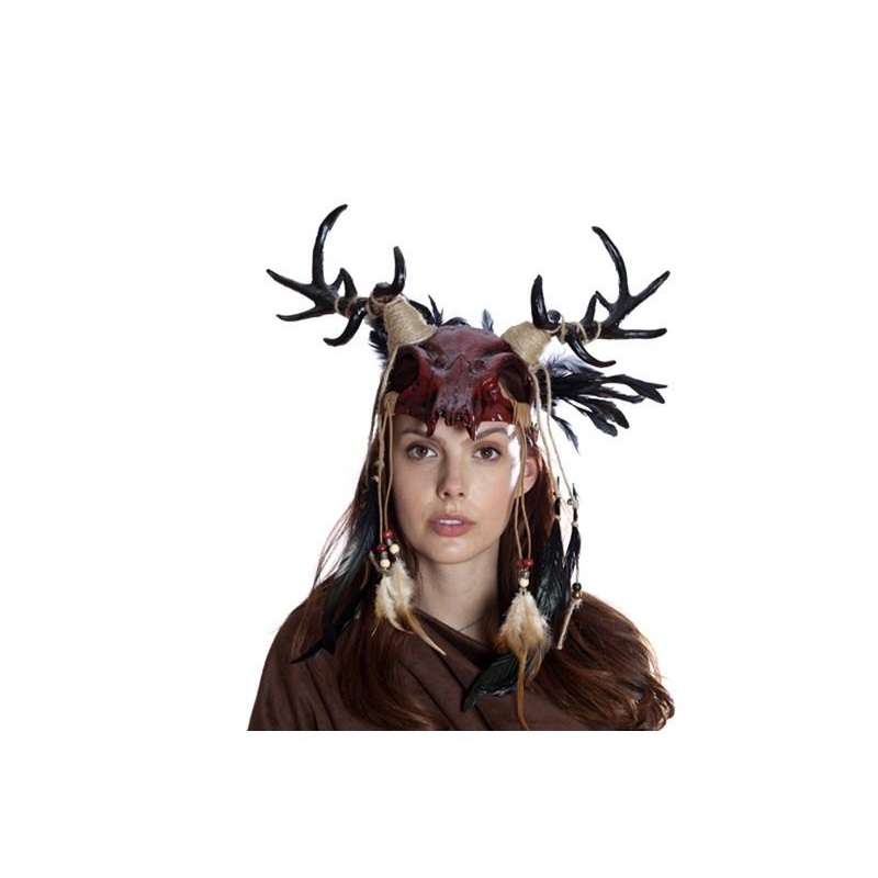 Ancestral Demon Mask with Horns - Red