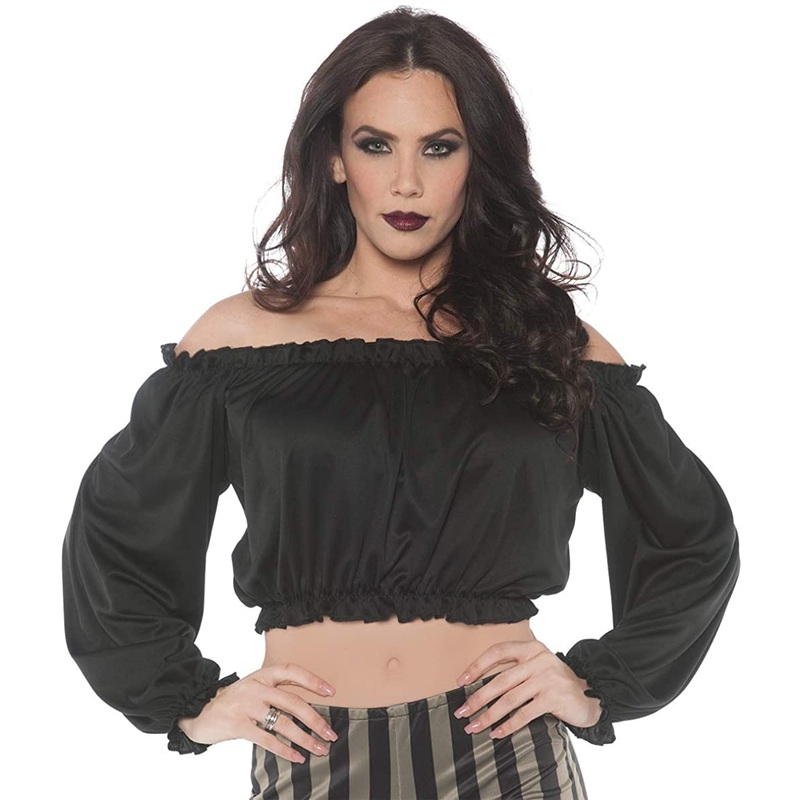 Black Pirate Crop Top Blouse | Adult
