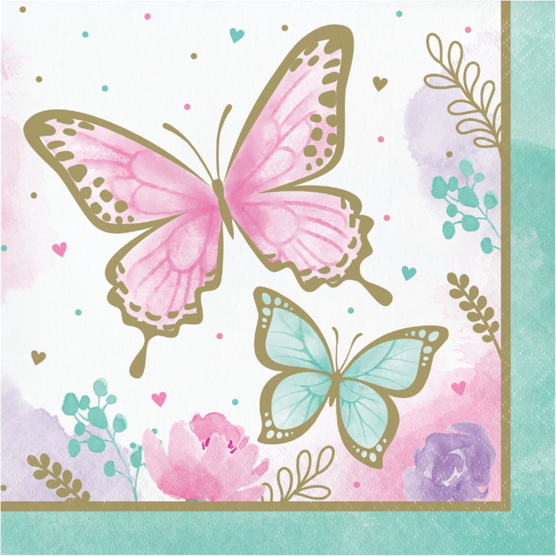 Butterfly Shimmer Lunch Napkins 16ct | Kid's Birthday