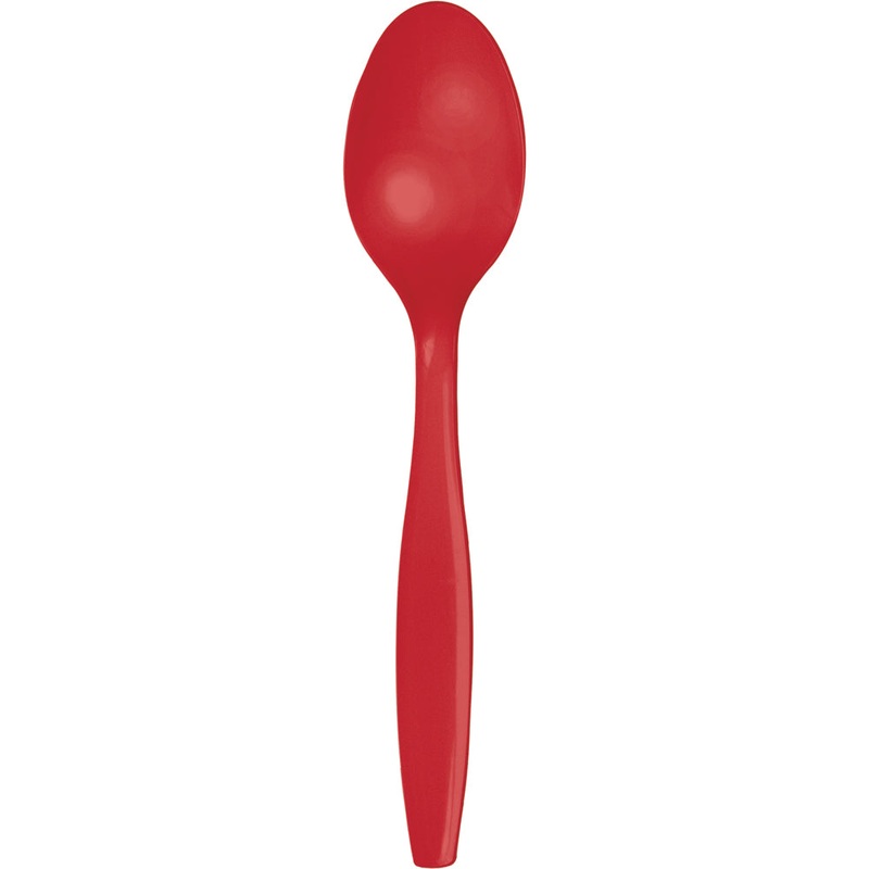 Classic Red Plastic Spoons 24ct | Solids