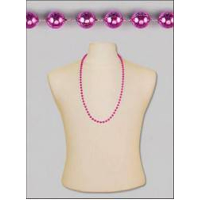 Hot Pink Mardis Gras Beads - 1 dozen