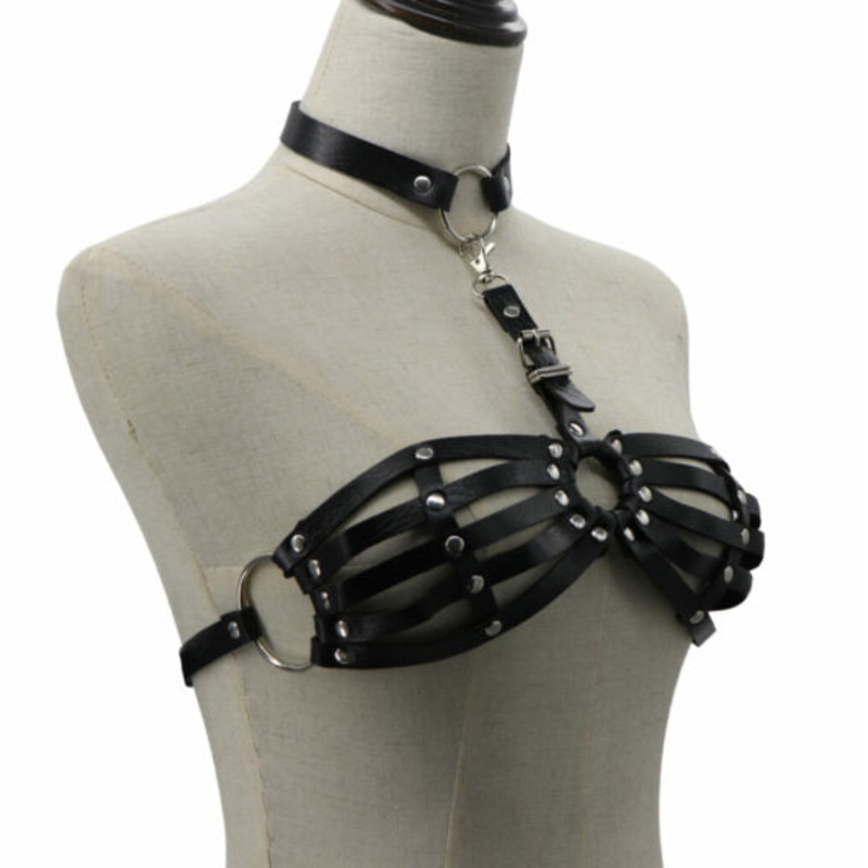 LEATHERETTE HARNESS BRA TOP