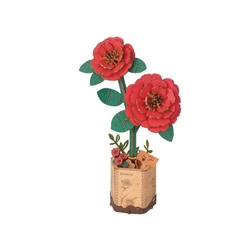 Modern Wooden Puzzle | Red Camelia