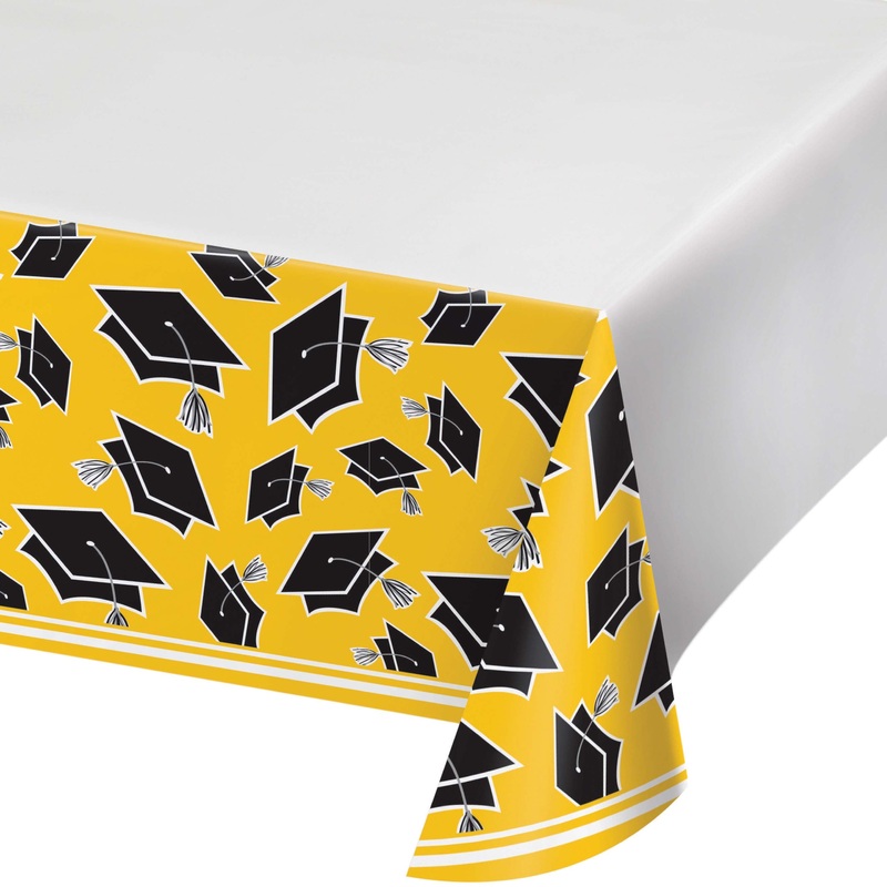 Yellow Plastic Table Cover | Graduation
