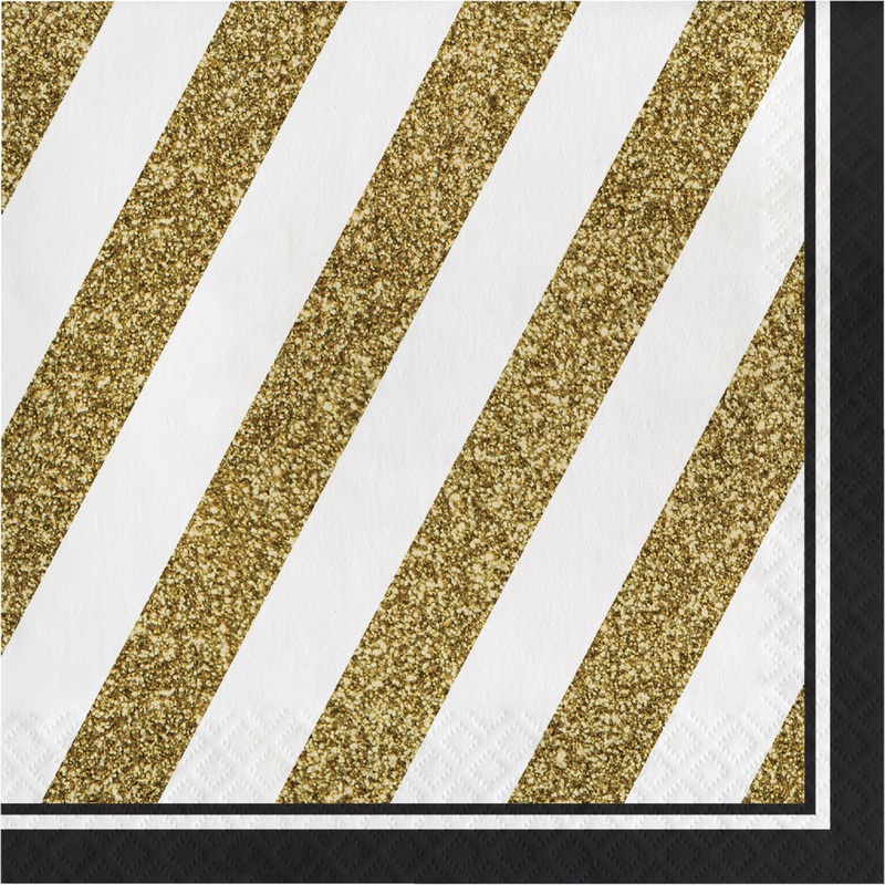 Black & Gold Luncheon Napkins 16ct | Milestone Birthday