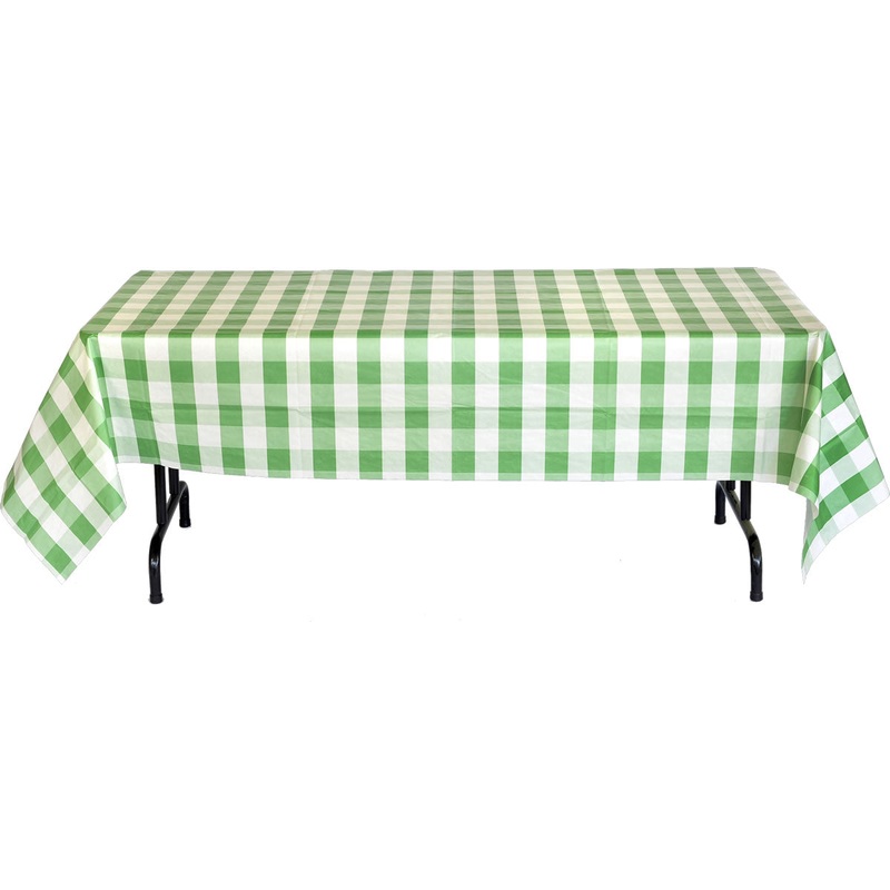 Classic Plaid Paper Table Cover Light Green and White 54 x 108