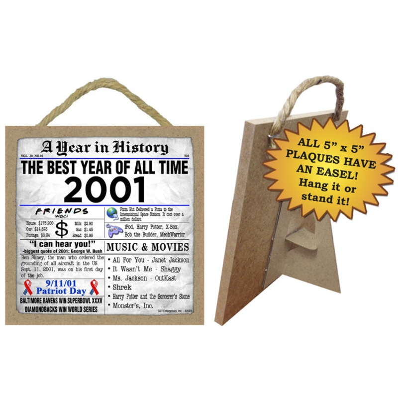 2001 A Year in History Wooden Plaque