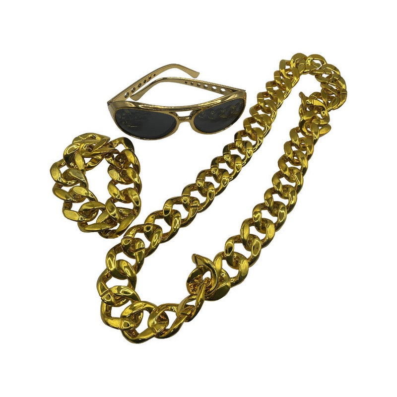 Adult's Hip Hop Gangster Rapper Bling Costume Accessory Kit