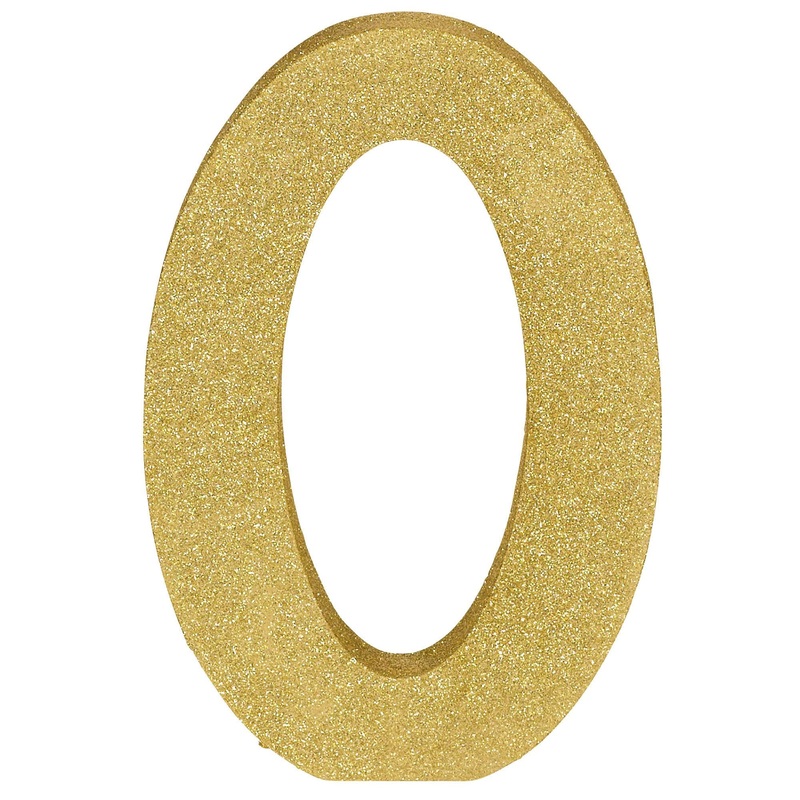 Number 0 Glitter Gold Number Sign | General Entertaining