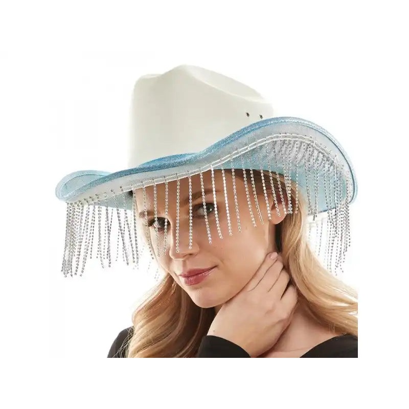 Rhinestone Cowboy Hat | White & Blue