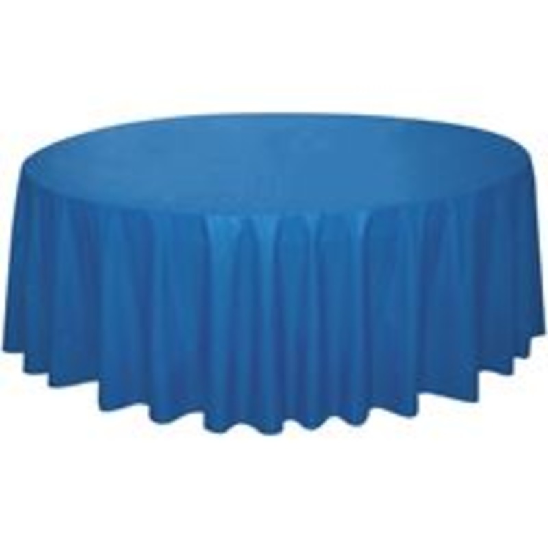 Royal Blue Solid Round Plastic Table Cover  84"