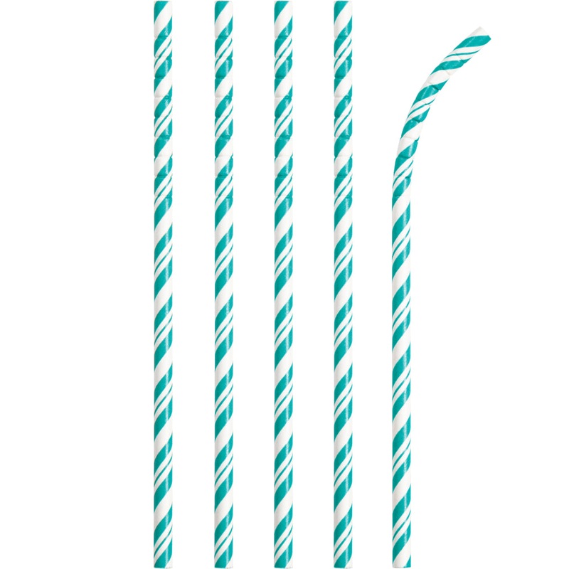 Teal Paper Straws 24ct | General Entertaining