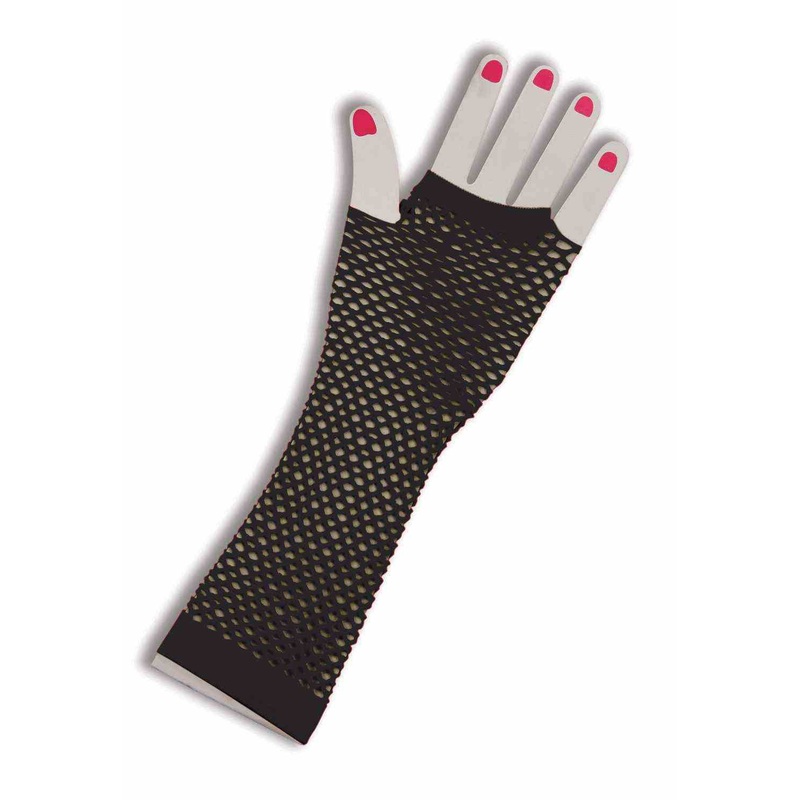 Fishnet Fingerless Glove Long Black