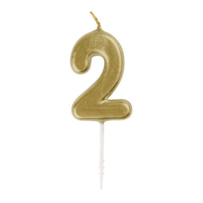 Gold Numeral 2 Birthday Candles  | Candles