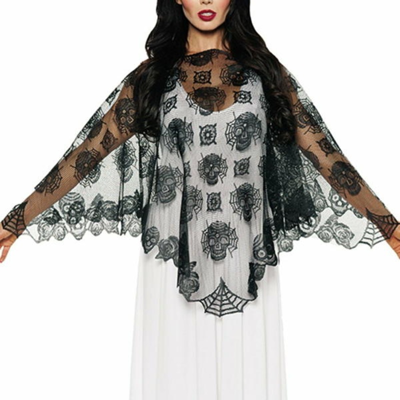 Lace Day of the Dead Poncho | Adult