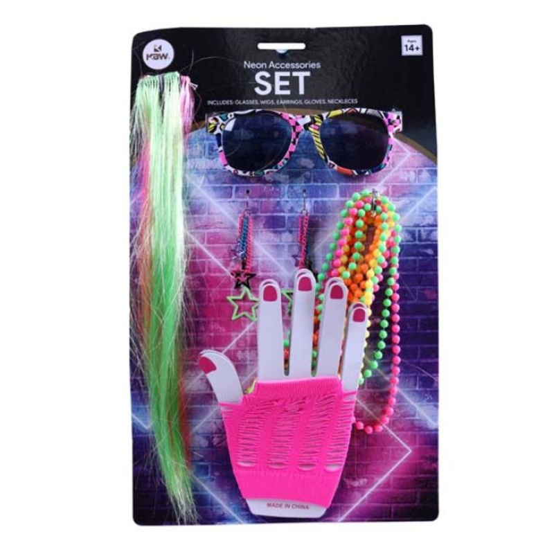 80's Kit: Glasses, Wigs, Earrings, Gloves, Necklaces