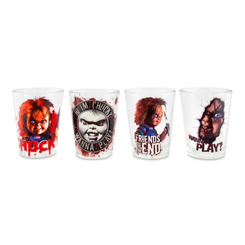 CHILD'S PLAY CHUCKY 2-OUNCE MINI SHOT GLASSES | SET OF 4