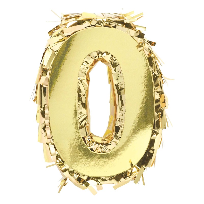 Foil Number Mini Pinata "0" | Gold