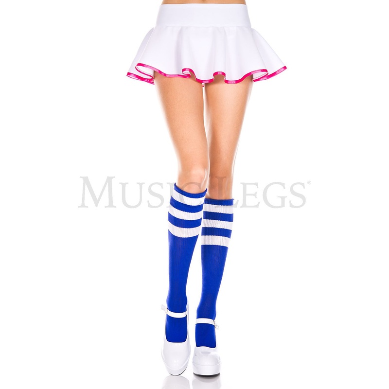 Knee High Striped Socks - Royal Blue & White