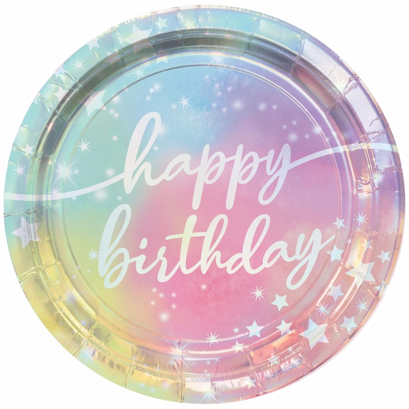 Luminous Iridescent 7in Plates  8ct | Generic Birthday