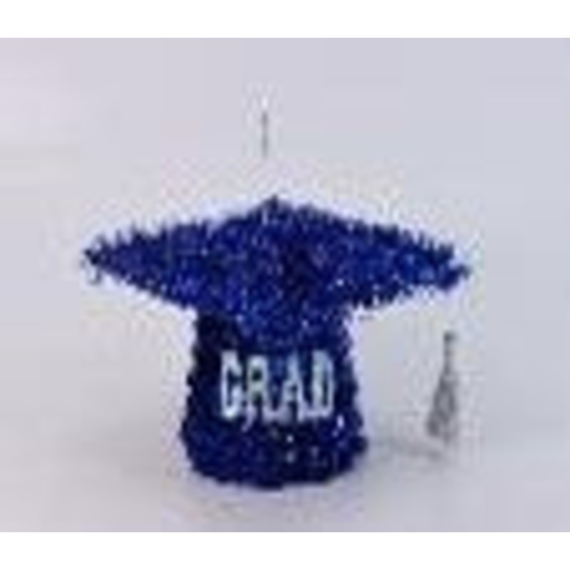 Mini Tinsel Grad Cap Decoration | Blue