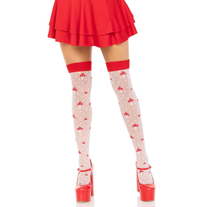 Spandex Sheer Mushroom Thigh Highs