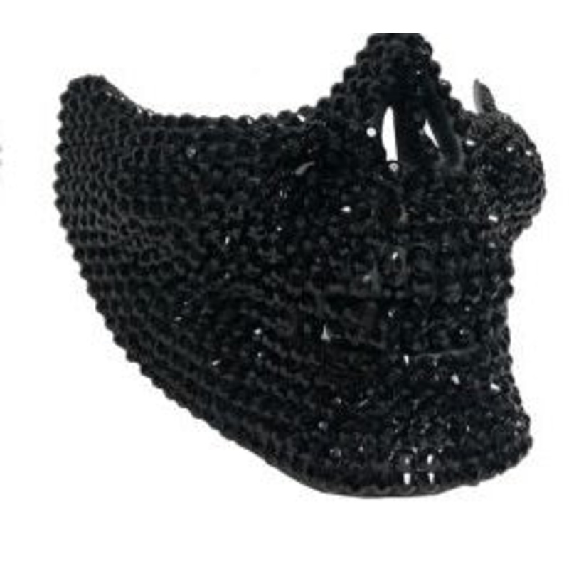 Black Rhinestone Half Skull Mask