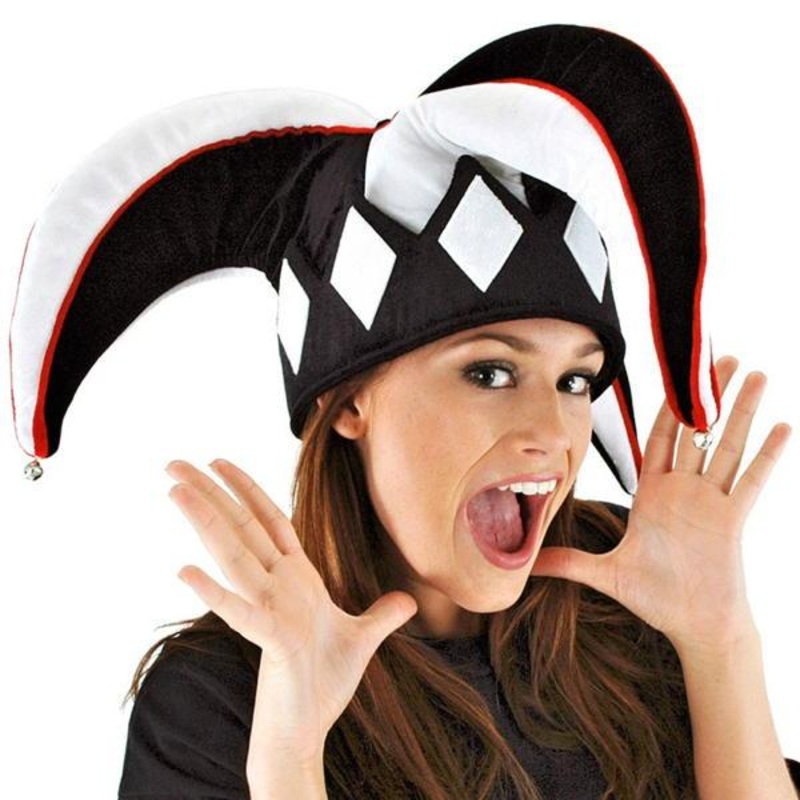 Court Jester Plush Hat Black & White