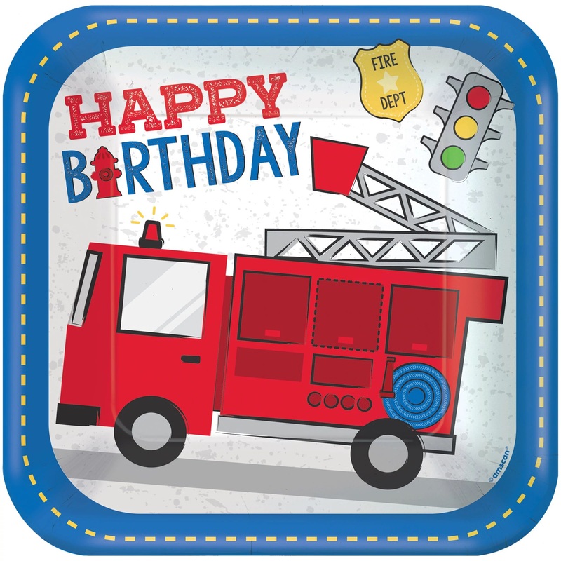 First Responders 9in Square Plates 8ct | Kid's Birthday