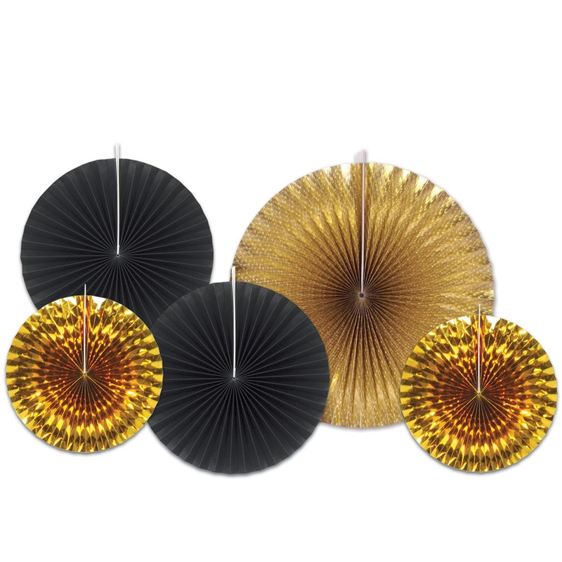 Paper & Foil Decorative Fans - Gold | New Year's Eve
