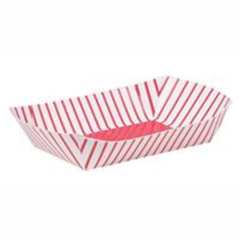Red & White Striped Paper Snack Tray  4ct