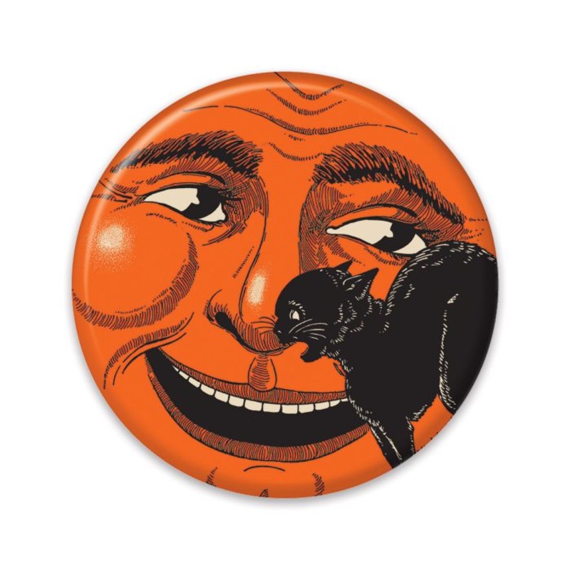 Vintage Halloween Cat & Moon Button
