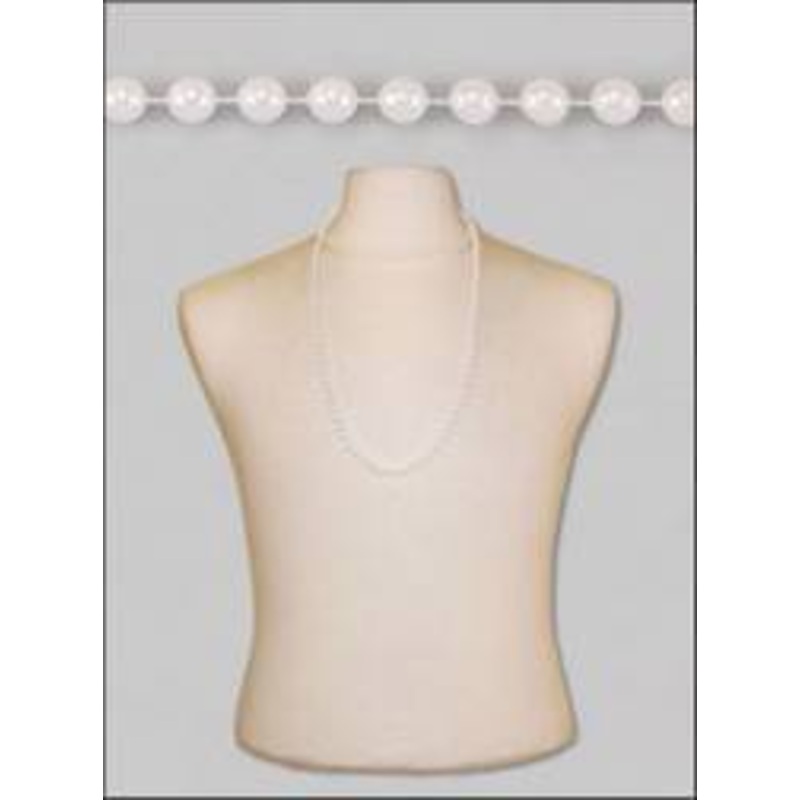 White Mardis Gras Beads - 1 dozen