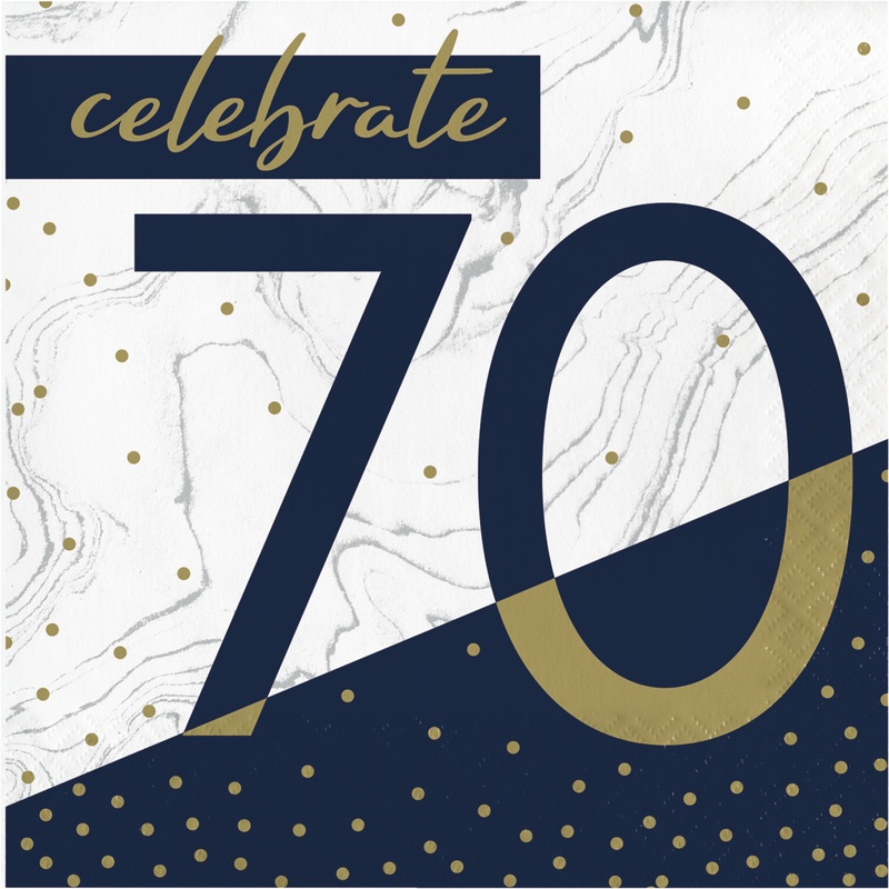 Navy and Gold 70 Luncheon Napkins 16ct | Milestone Birthday
