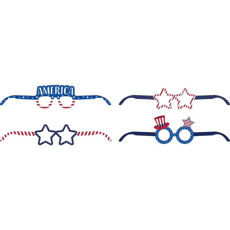 Patriotic Printed Paper Glasses 4ct | Patriotic
