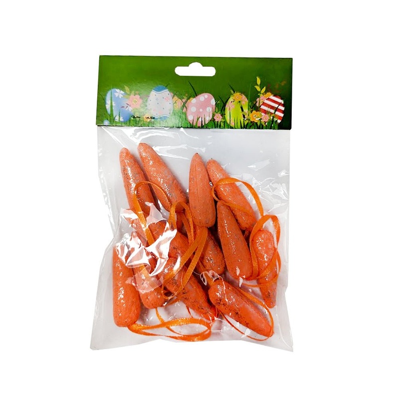 12pk Easter Glitter Foam Carrots with Ribbon