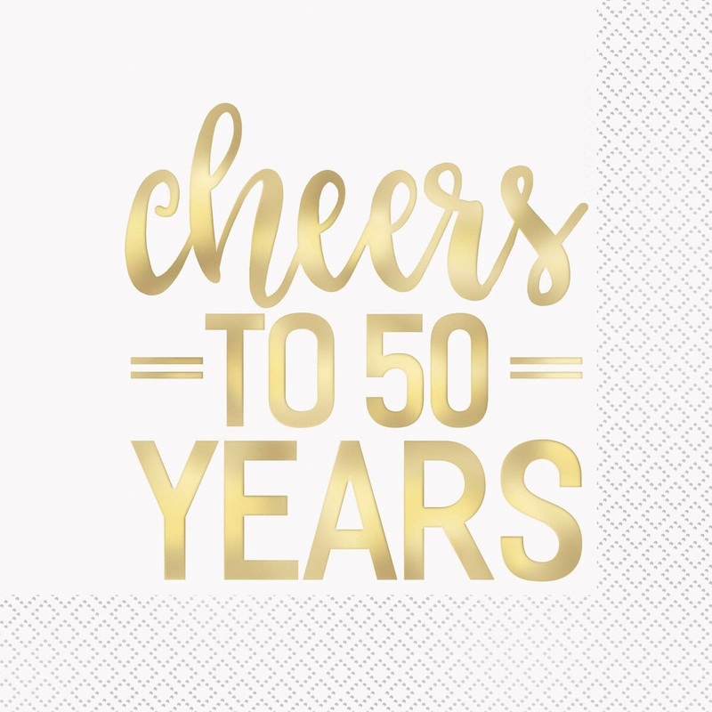 16pk Cheers to 50 Years Foil Stamped Luncheon Napkins
