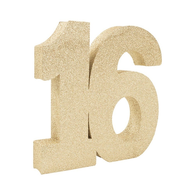 20cm Gold Glitter Number Table Decoration - 16
