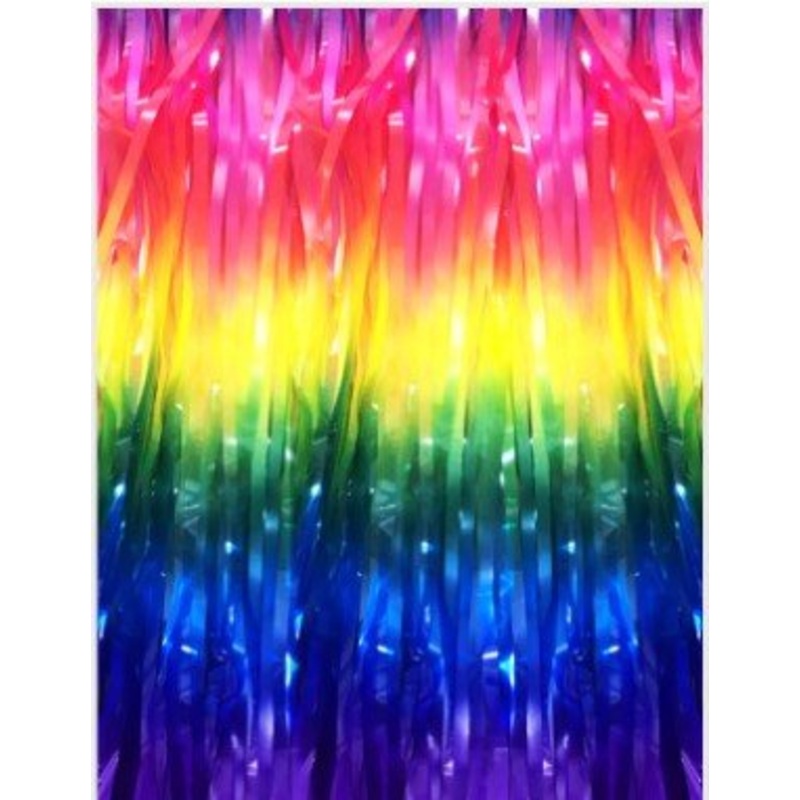 2m Metallic Tinsel Curtain - Rainbow